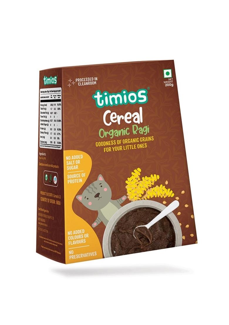 Timios Organic Instant Ragi Baby Cereal, Healthy And Nutritious, No Added Sugar, No Preservatives, 200G