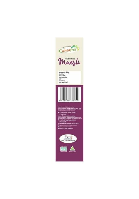 Wheafree Gluten Free Muesli (400G) | Goodness Of 5 Grains, Seeds, Nuts And Berries | No Trans Fat | No Added Sugar | No Preservatives