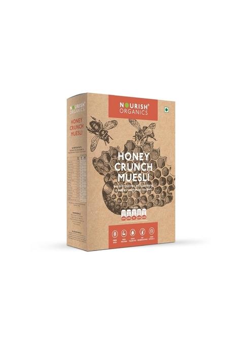 Nourish Organics Honey Crunch Muesli, 300G Pack | Healthy And Nutritious Breakfast Cereals With Whole Nuts | No Refined Sugar | Clean Label