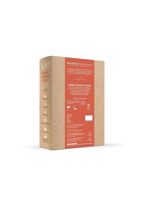 Nourish Organics Honey Crunch Muesli, 300G Pack | Healthy And Nutritious Breakfast Cereals With Whole Nuts | No Refined Sugar | Clean Label