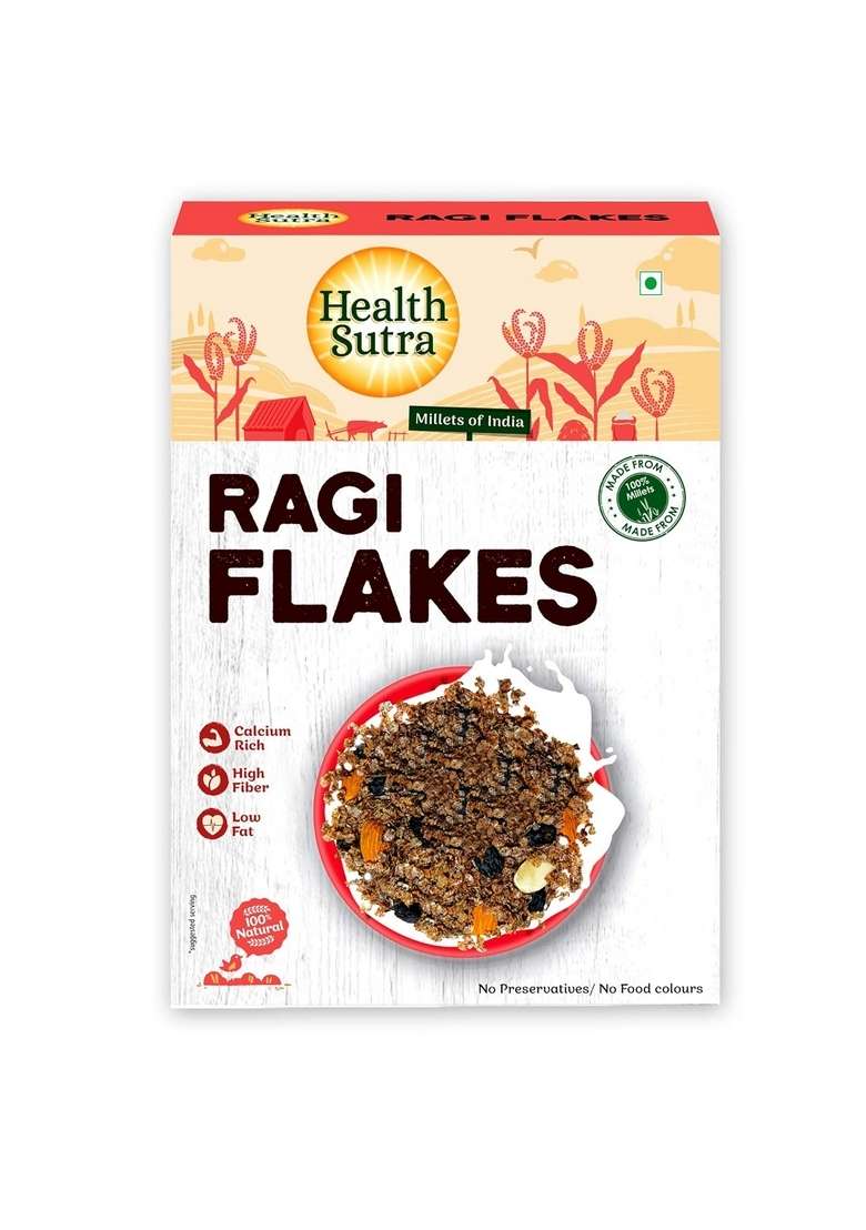 Health Sutra Millets Flakes Combo - Ragi Flakes & Bajra Flakes (500Gm Each) Millets Cereal For Breakfast, High Protein, Gluten Free, Diet Food For Weight Loss,100% Natural, Use Like Oats/Corn Flakes - Indya