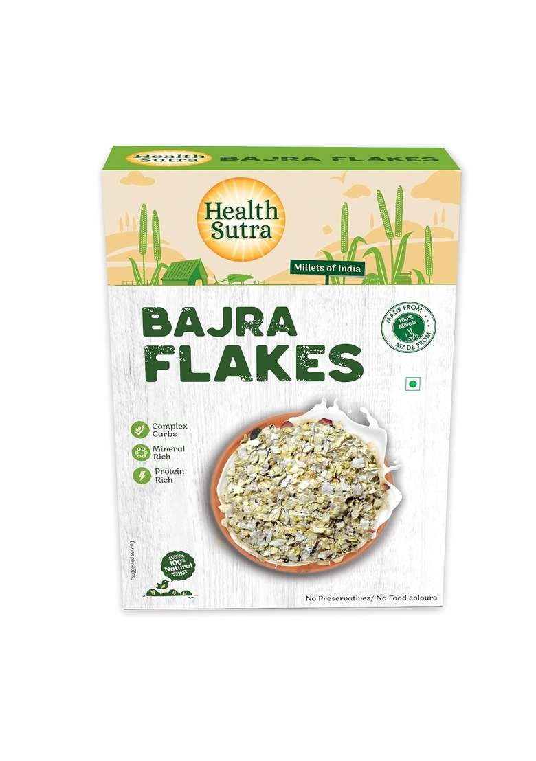 Health Sutra Millets Flakes Combo - Ragi Flakes & Bajra Flakes (500Gm Each) Millets Cereal For Breakfast, High Protein, Gluten Free, Diet Food For Weight Loss,100% Natural, Use Like Oats/Corn Flakes - Indya