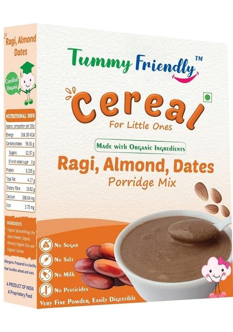 Tummyfriendly Foods Organic Sprouted Ragi Almond Dates Porridge Mix | Made Of Sprouted Ragi Powder For Baby Cereal | Available In Trial Packs Too | Toddler Food | Shelf-Life 9 Month | 200G