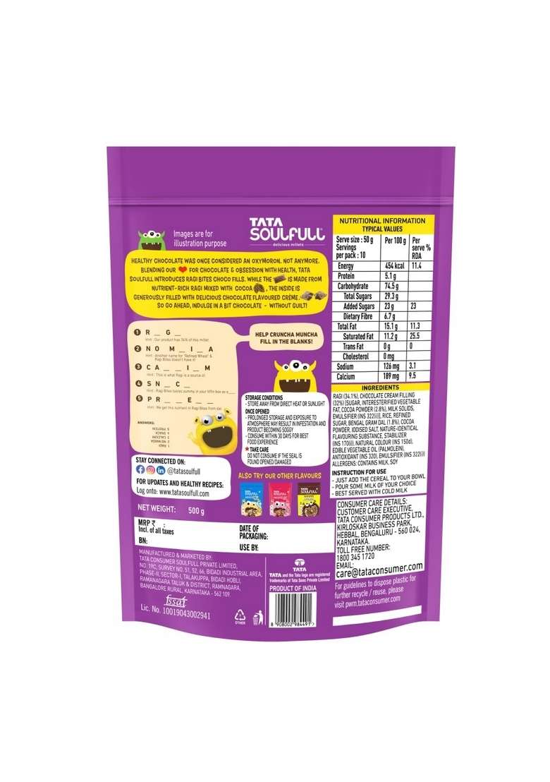 Tata Soulfull Ragi Bites Choco Fills, 500G (Pack Of 2) - Indya