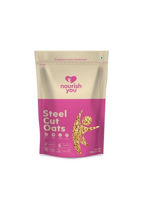Nourish You Steel Cut Oats 500G - 100% Wholegrain Oats | Breakfast Cereal For Weight Management | Diet Food | Rich In Fibre And Protein