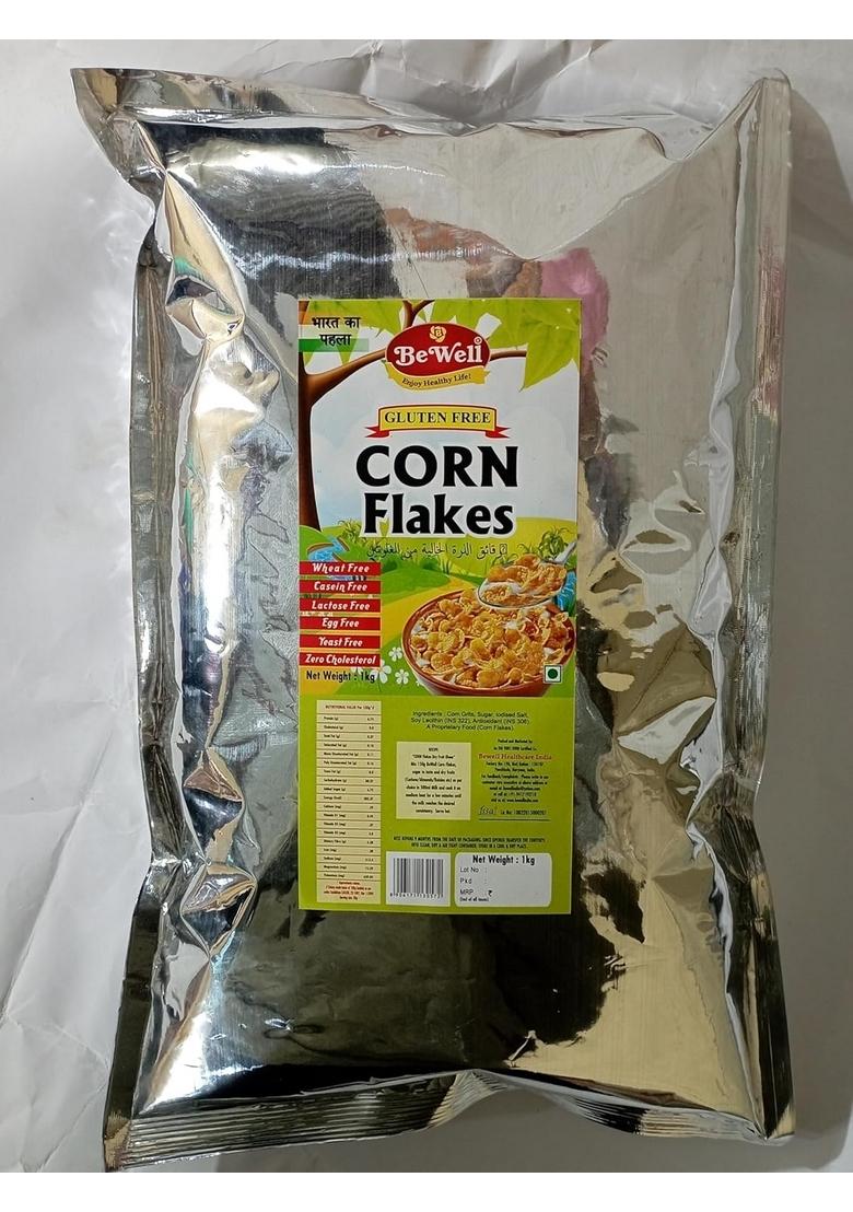 Bewell Gluten Free Corn Flakes 1Kg | No Wheat I No Gluten | 100% Vegan I