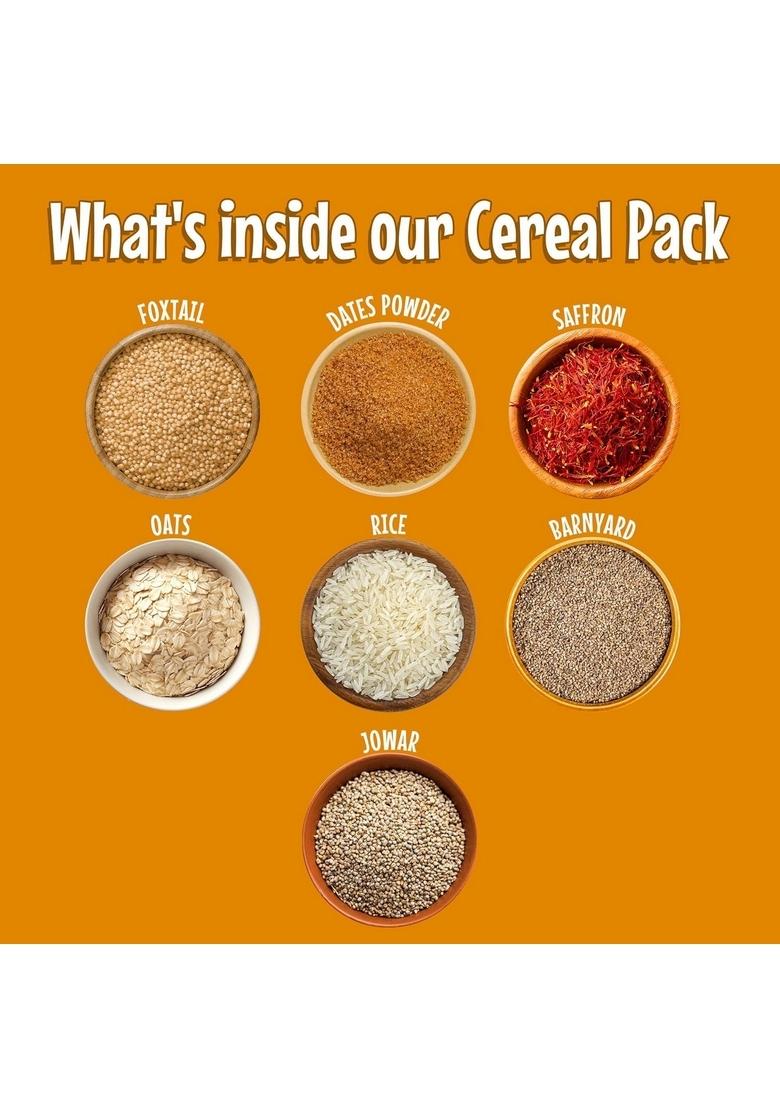 Bebe Burp No Added Sugar Instant Cereal | Multi Millet With Saffron | No Preservatives No Salt | Lightly Sweetened With Date Powder | Made With Multigrain Millets, Jowar, Rice 200G