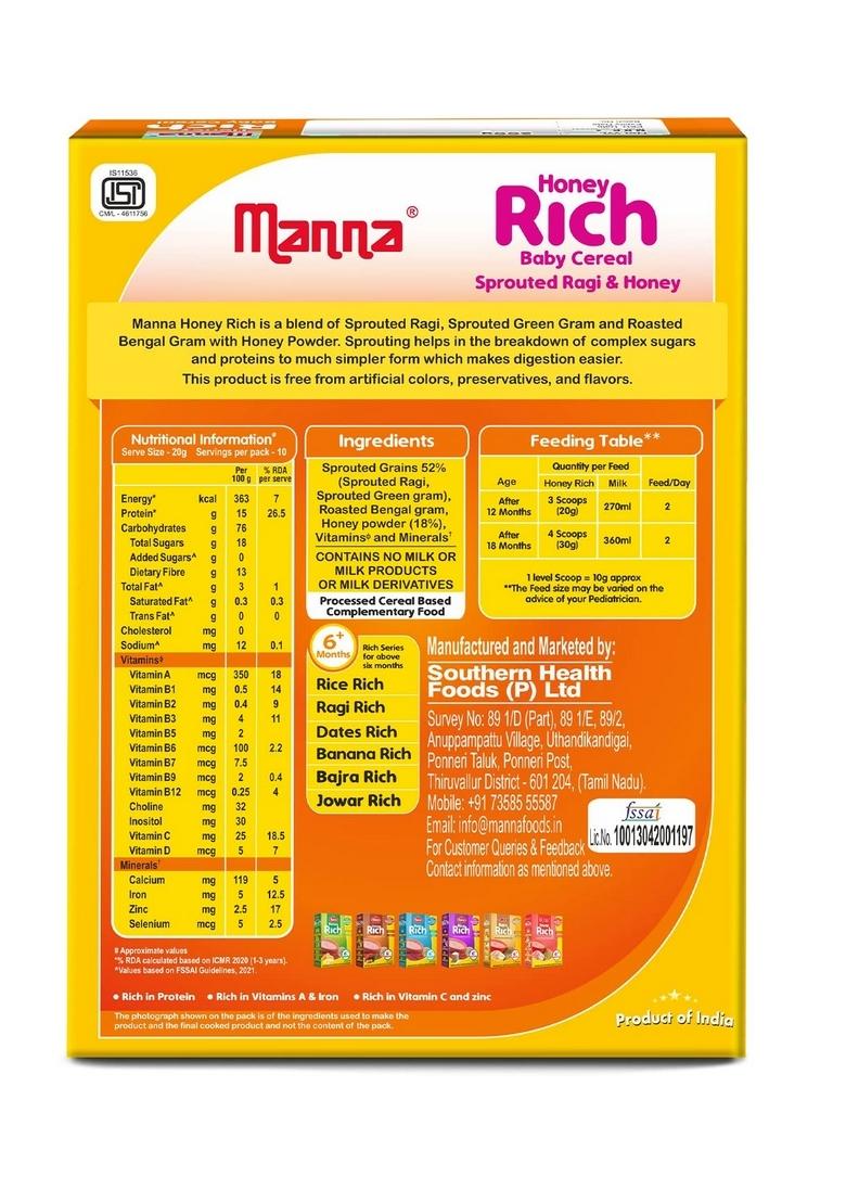 Manna Baby Cereal. No Added Sugar, Baby Food Safe For 6