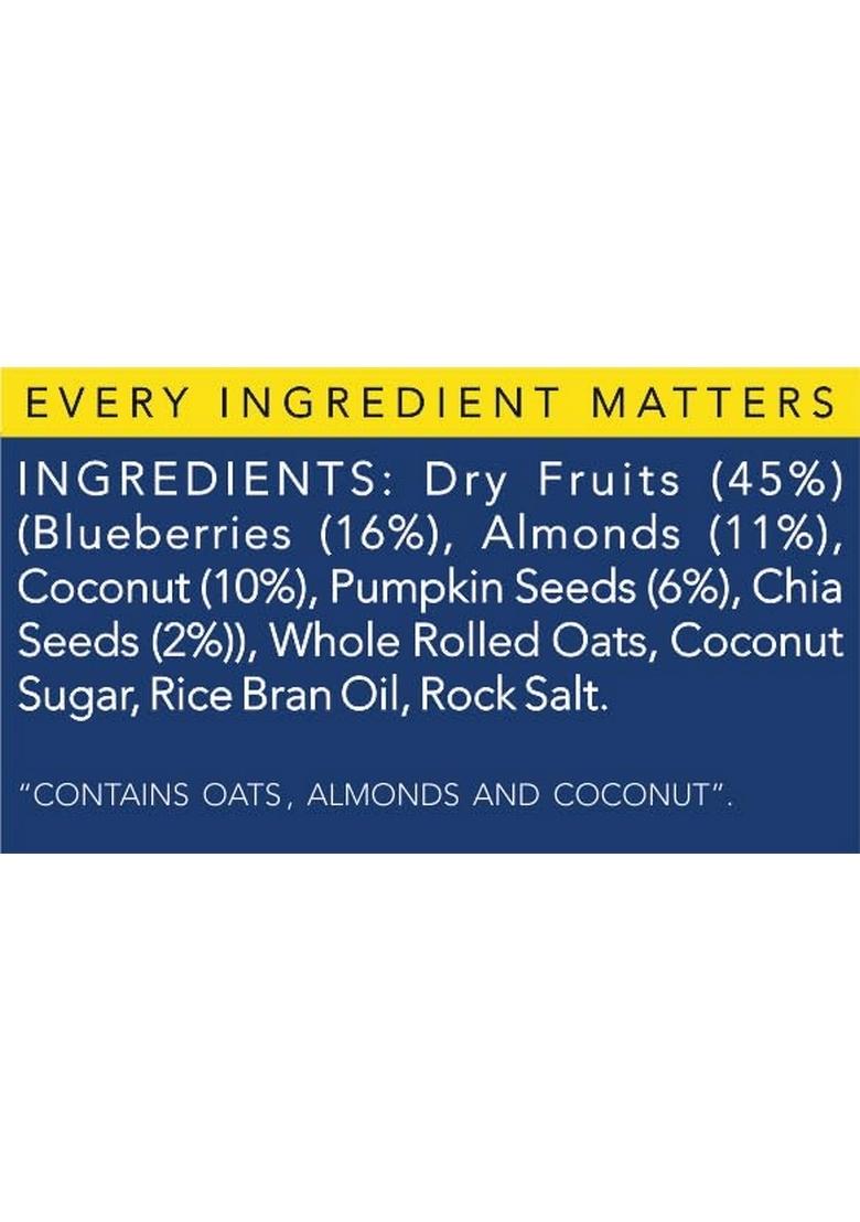 Thenibblebox Blueberry Blaze Granola 500G, Jar [45% Dry Fruits, Gluten Free, Plant Based/Vegan Friendly, No Additives/Preservatives]