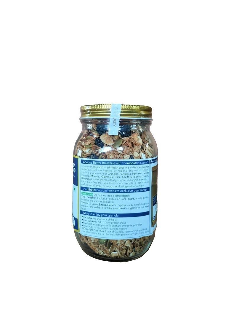 Thenibblebox Blueberry Blaze Granola 500G, Jar [45% Dry Fruits, Gluten Free, Plant Based/Vegan Friendly, No Additives/Preservatives]