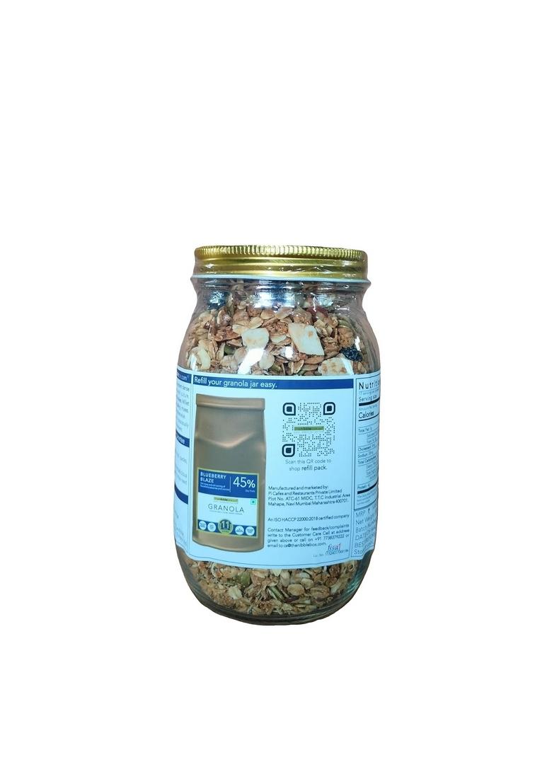 Thenibblebox Blueberry Blaze Granola 500G, Jar [45% Dry Fruits, Gluten Free, Plant Based/Vegan Friendly, No Additives/Preservatives]