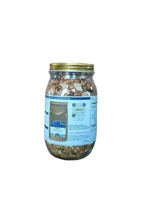 Thenibblebox Blueberry Blaze Granola 500G, Jar [45% Dry Fruits, Gluten Free, Plant Based/Vegan Friendly, No Additives/Preservatives]