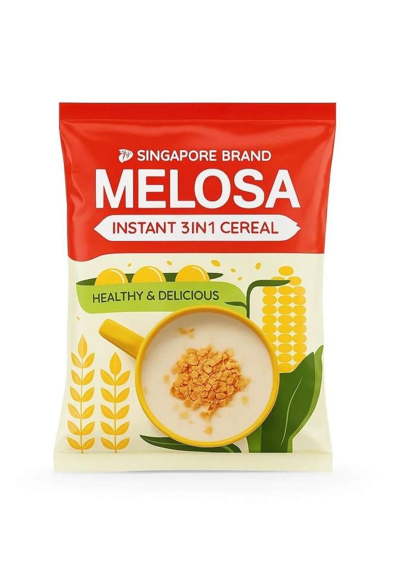Melosa Instant 3 In 1 Cereal – 28G X 20 Sachets - Pack Of 2 | Singapore Brand | Healthy & Delicious Breakfast Drink | Family Pack | Ready In 1 Minute | Easy Hot Cereal Beverage - Indya