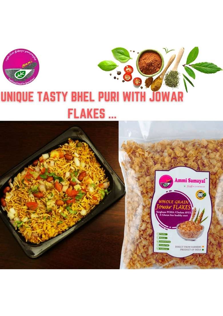 Ammi Samayal Combo Of Bajra, Jowar, Wheat And Ragi Flakes (Poha) | Organic Gluten Free High Fiber Flakes | Breakfast Combo Cereal Poha | Miracle Millet Best For Weight Loss | Pack Of 4 | 500G Each - Indya