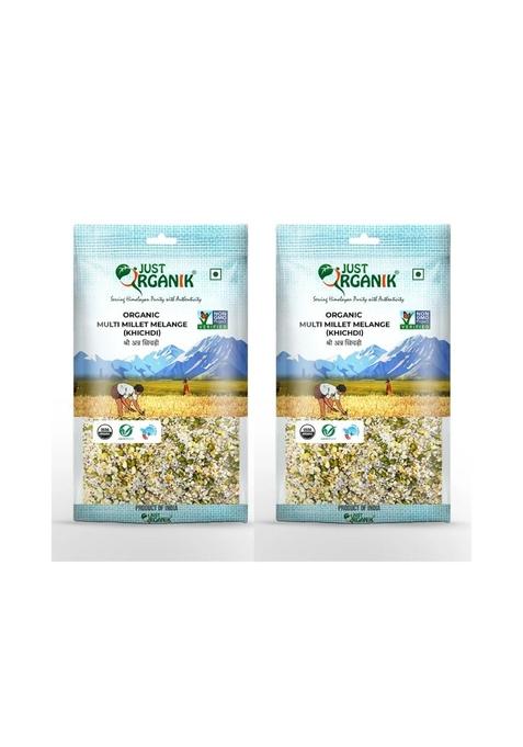 Just Organik - Organic Multi Millet Khichdi 1 Kg (2 X 500G) | Shree Anna Khichdi | 100% Organic Mix Millet Porridge | High Fiber, Healthy Breakfast Option |Khichdi For All Ages | Pack Of 2