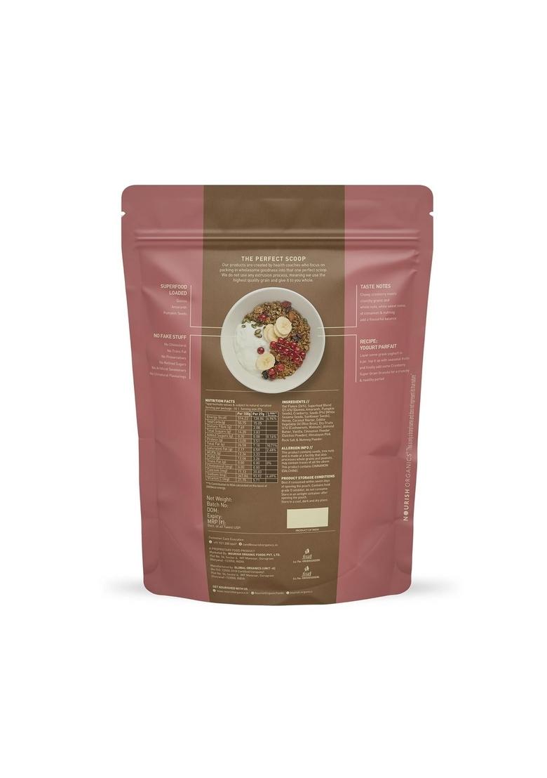 Nourish Organics Cranberry Super Grain Granola, 270G Single Pack | Healthy And Nutritious Breakfast Cereals With Whole Nuts | No Refined Sugar | Clean Label