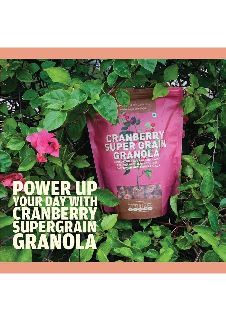 Nourish Organics Cranberry Super Grain Granola, 270G Single Pack | Healthy And Nutritious Breakfast Cereals With Whole Nuts | No Refined Sugar | Clean Label