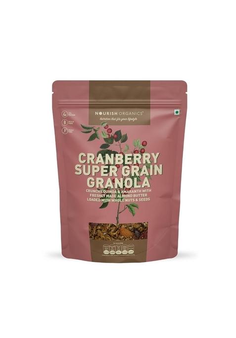 Nourish Organics Cranberry Super Grain Granola, 270G Single Pack | Healthy And Nutritious Breakfast Cereals With Whole Nuts | No Refined Sugar | Clean Label