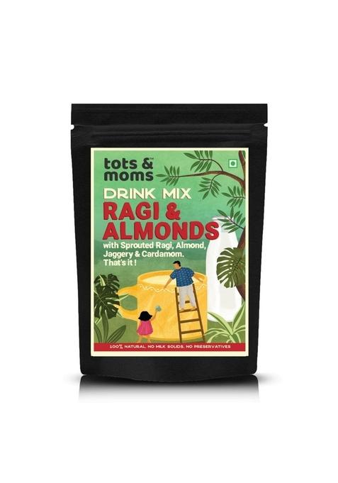Tots And Moms No Sugar Drink Mix With Jaggery For Kids|Naturally Sweetened With Jaggery|No Sugar No Milk Powder No Preservatives Made Fresh|200G (200 G (Pack Of 1),Sprouted Ragi & Almond With Jaggery)