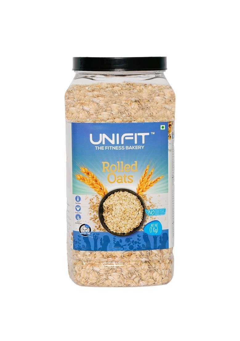 Unifit Rolled Oats | 100% Wholegrain Oats | Healthy Breakfast | High Fiber & Protein-Rich Diet Food | Supports Weight Management & Heart Health | 1Kg - Indya