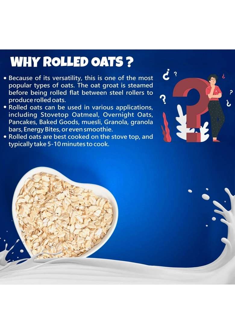 Unifit Rolled Oats | 100% Wholegrain Oats | Healthy Breakfast | High Fiber & Protein-Rich Diet Food | Supports Weight Management & Heart Health | 1Kg - Indya