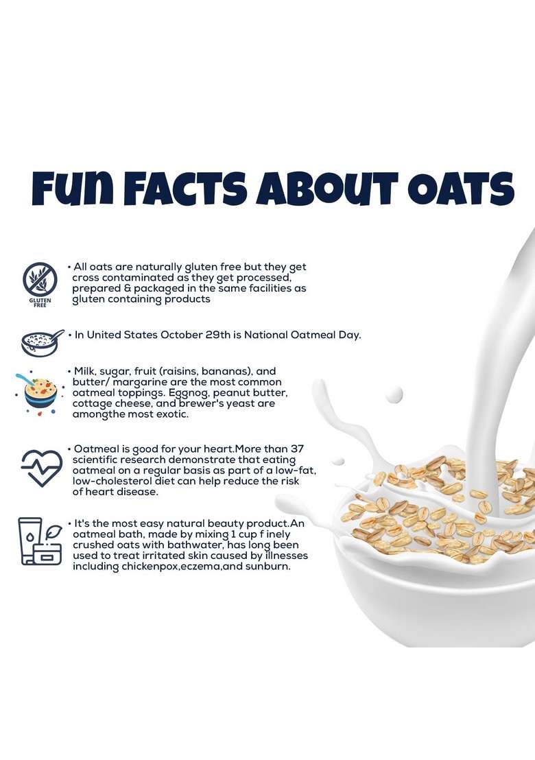 Unifit Rolled Oats | 100% Wholegrain Oats | Healthy Breakfast | High Fiber & Protein-Rich Diet Food | Supports Weight Management & Heart Health | 1Kg - Indya