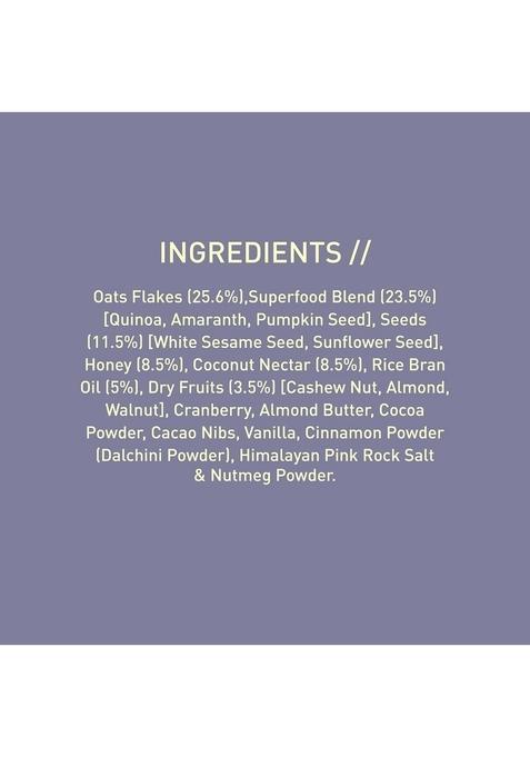 Nourish Organics Cocoa Crunch Granola, 270G | Healthy Breakfast Cereal With Whole Nuts | No Refined Sugar | Plant-Based, High-Fiber Snack