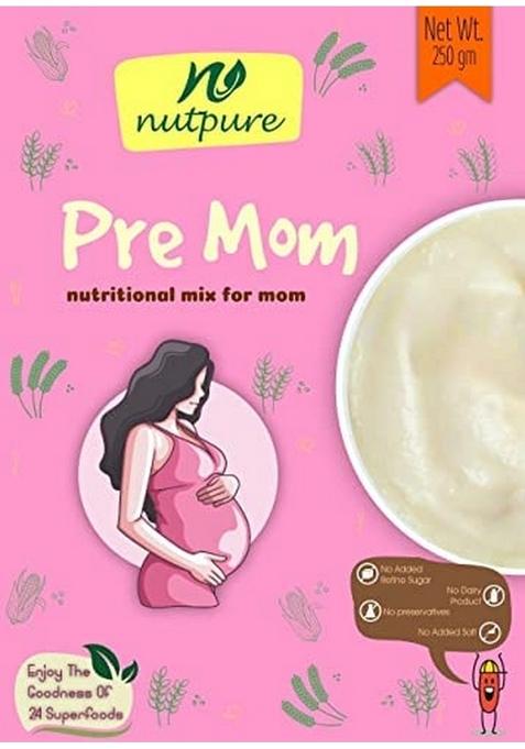 Nutpure Pre Mom |100% Natural Multigrain Health Mix For Pregnant Women| With The Goodness Of 24 Superfoods (Nuts, Millets/Cereals & Pulses) | 250 Gm (1)