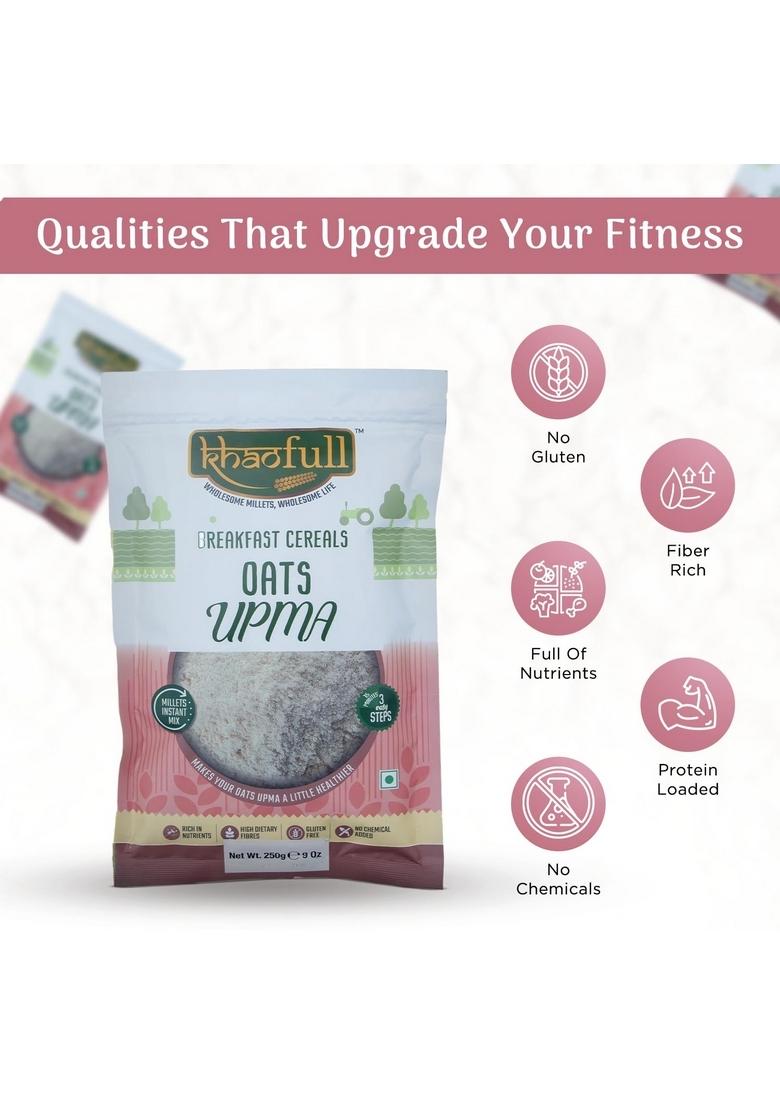 Khaofull Oats Upma – Ready-To-Cook Healthy Breakfast | High-Fiber, Wholesome Oats With Vegetables & Seasonings | (500G)