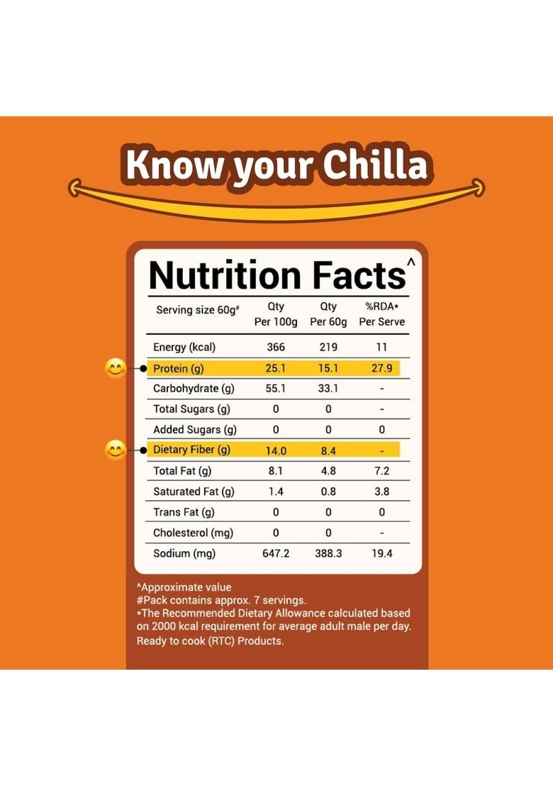 Prolicious High Protein High Fiber Oats Chilla Mix | Plant Based | Nutritious | No Palm Oil | No Trans-Fat | Ready To Cook | 400G Pack