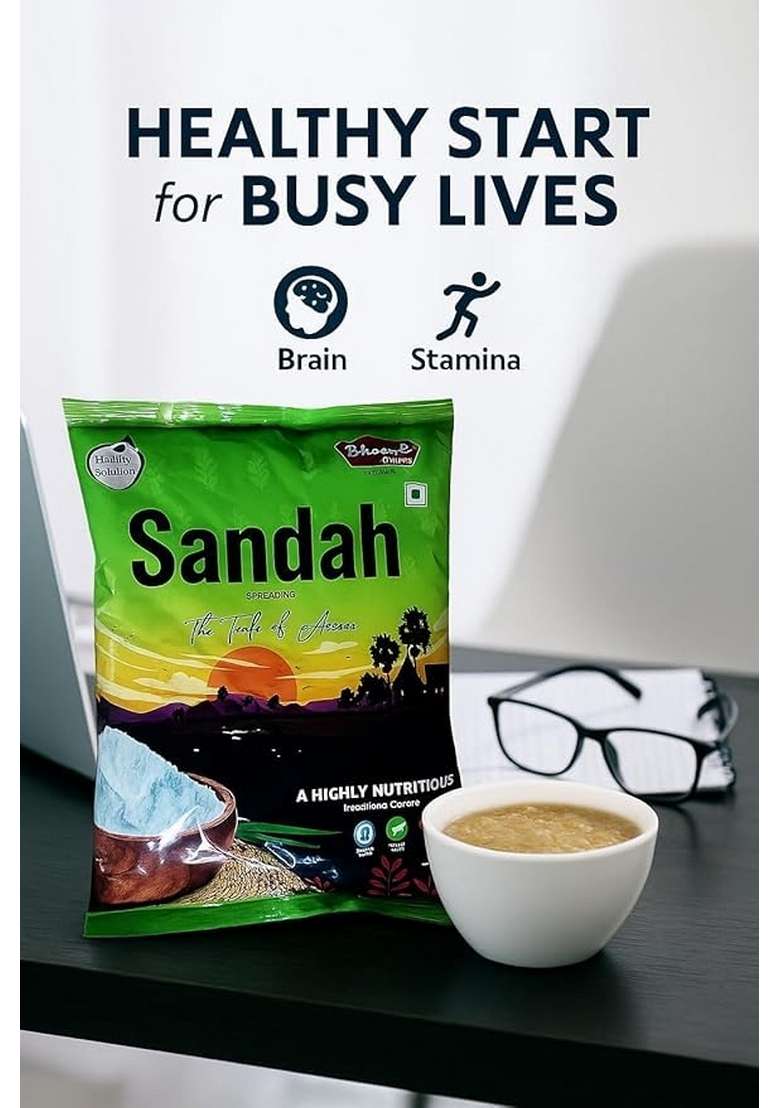 Bhogali Jalpan Sandah | Traditional Assamese Nutritious Cereal | Gluten-Free, No Preservatives, 100% Natural (Pack Of 2) - Indya