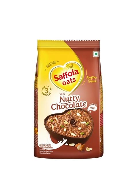 Saffola Oats With Nutty Chocolate, 400G | Chocolate Flavoured Oats With High Fibre, Anytime Snack