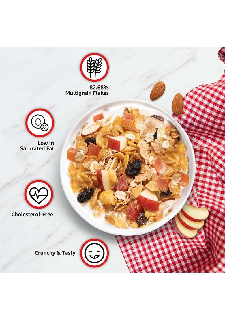 Vedaka Fruit And Nut Muesli 1 Kg Jar | Contains 82.68% Fruits, Nuts & Multigrains | High In Fiber | Source Of Protein | Breakfast Cereal - Indya