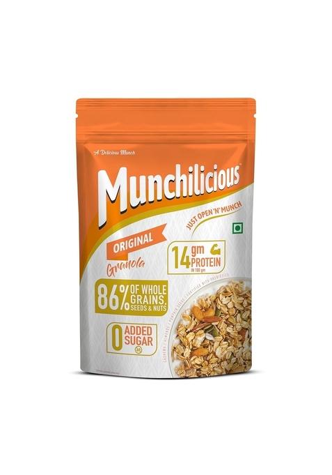 Munchilicious Granola - Original, 350G | 80% Seeds & Whole Grains | Crunchy Roasted Cereal | High Protein & Fiber | Cholesterol Free | Trans Fat Free | Healthy Ready-To-Eat Breakfast Snack