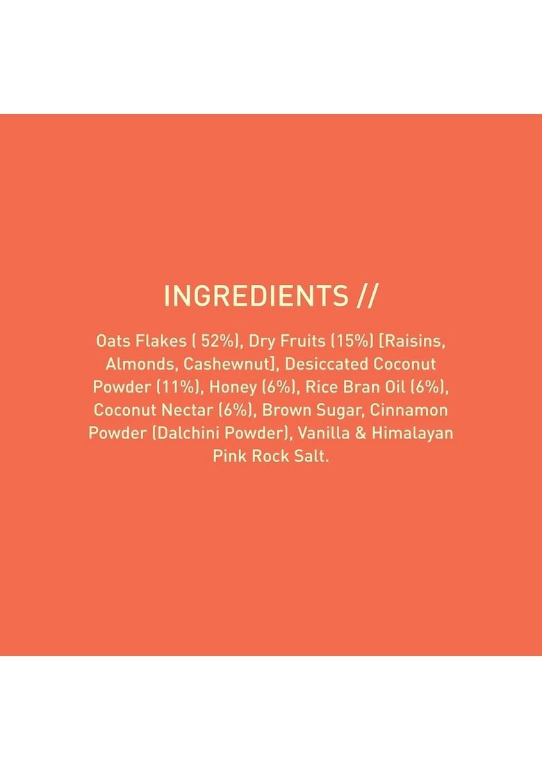 Nourish Organics Cinnamon Oats Granola, 270G Pack | Healthy And Nutritious Breakfast Cereals With Whole Nuts | No Refined Sugar | Clean Label