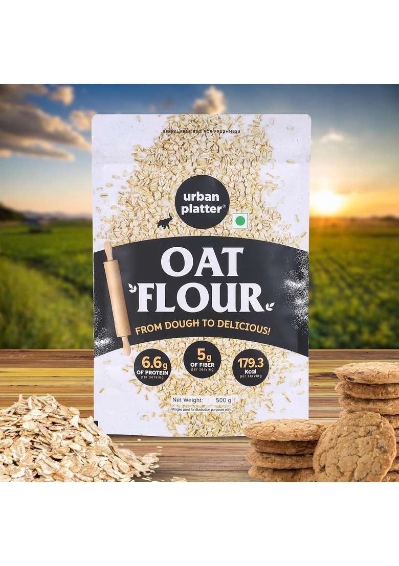 Urban Platter Oats Flour, 500G (Gluten-Free | Fiber-Rich | Ideal For Baking, Pancakes & Smoothies | Made From 100% Whole Oats) - Indya