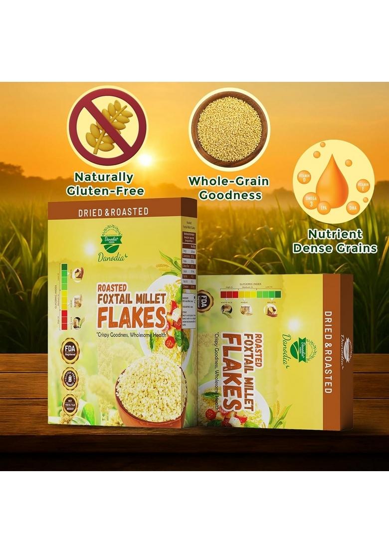 Danodia Foxtail Millet Flakes 450G | 100% Natural & Gluten-Free | High Fibre & Protein | Diabetic-Friendly Breakfast Cereal | No Added Sugar | Healthy Snack | Ready-To-Eat Superfood