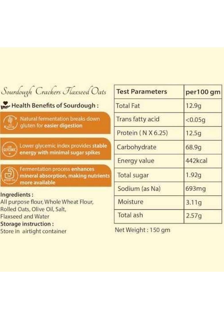 The Magic Oven Sourdough Flaxseed & Oats Crackers | Healthy Nutritious Snacks - 150Gm - Indya