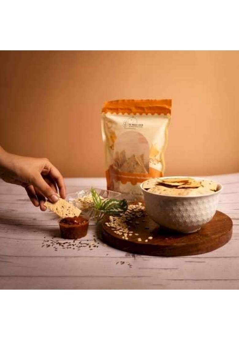 The Magic Oven Sourdough Flaxseed & Oats Crackers | Healthy Nutritious Snacks - 150Gm - Indya