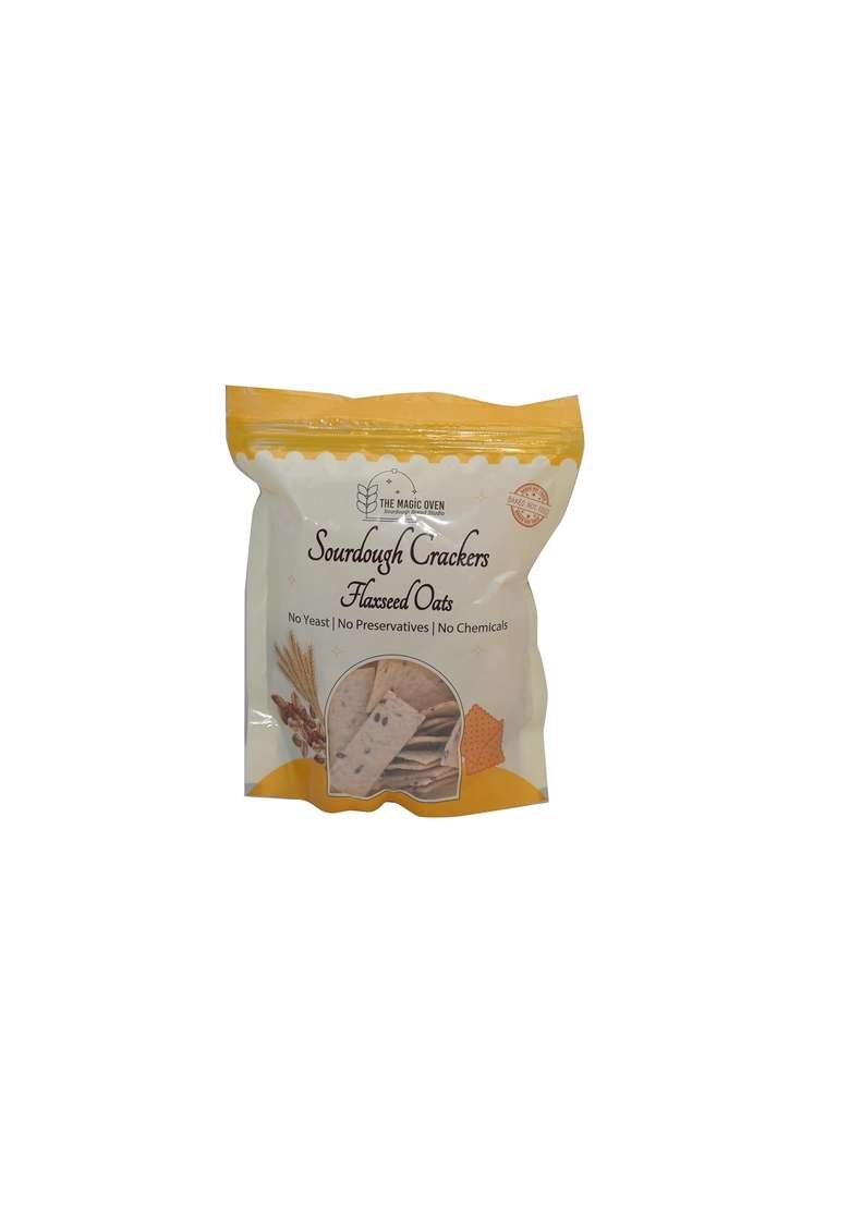 The Magic Oven Sourdough Flaxseed & Oats Crackers | Healthy Nutritious Snacks - 150Gm - Indya