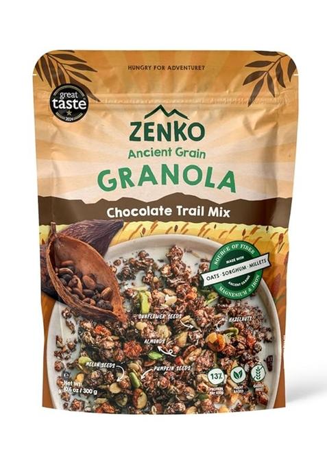 Zenko Ancient Grain | Chocolate Trail Mix Granola | With Nuts, Seeds, Oats, Sorghum, Millet | 300G