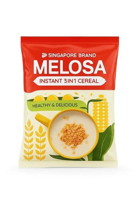 Melosa Instant 3 In 1 Cereal – 28G X 20 Sachets - Pack Of 1 | Singapore Brand | Healthy & Delicious Breakfast Drink | Family Pack | Ready In 1 Minute | Easy Hot Cereal Beverage