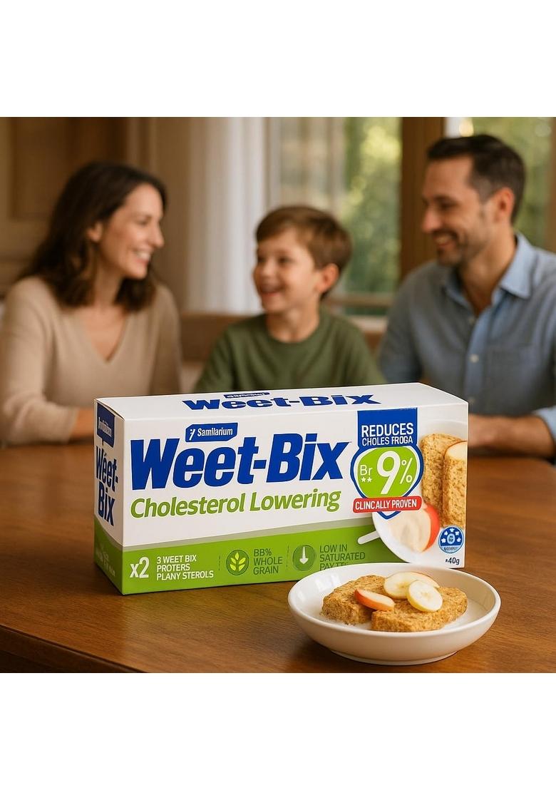 Weet-Bix By Sanitarium Cholesterol Lowering Cereal – High Fibre Wholegrain Breakfast – Reduces Cholesterol Naturally, Clinically Proven Beta-Glucan, Low Sugar, Heart Healthy – 425G (Imported-Aus)