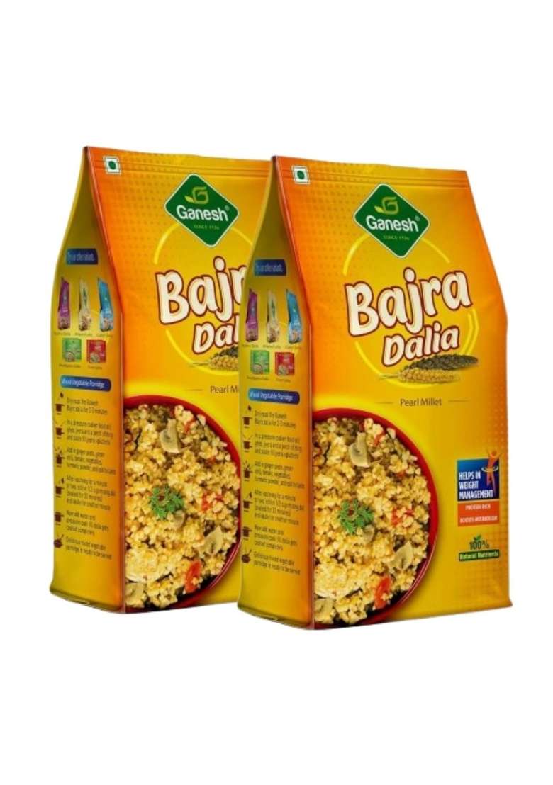 Ganesh Bajra Dalia - 500 Gm (Pack Of 2) Nutritious And Wholesome Bajra Dalia For Healthy Living Ideal For Breakfast Snacks And Cooking Rich In Fiber And Essential Nutrients - Indya
