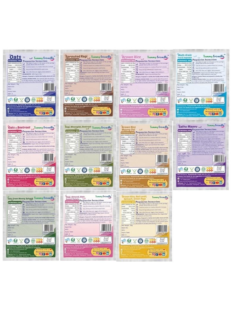 Tummyfriendly Foods Sprouted Porridge Mixes | Made Of Sprouted Ragi Powder, Sprouted Whole-Grains, Sprouted Pulses, Fruit, Vegetables And Nuts For Little Ones | No Sugar, No Salt, No Milk, No Chemicals, No Pesticides & No Gmo | Maximum Possible Nutrition