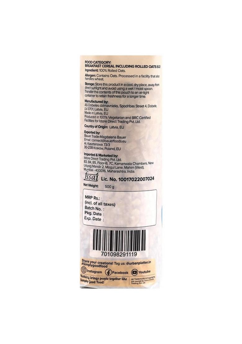 Urban Platter Rolled Oats, 500G (Whole-Grain Oats | High In Fiber & Protein | Healthy Breakfast Cereal)