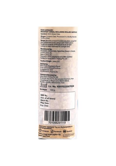 Urban Platter Rolled Oats, 500G (Whole-Grain Oats | High In Fiber & Protein | Healthy Breakfast Cereal)