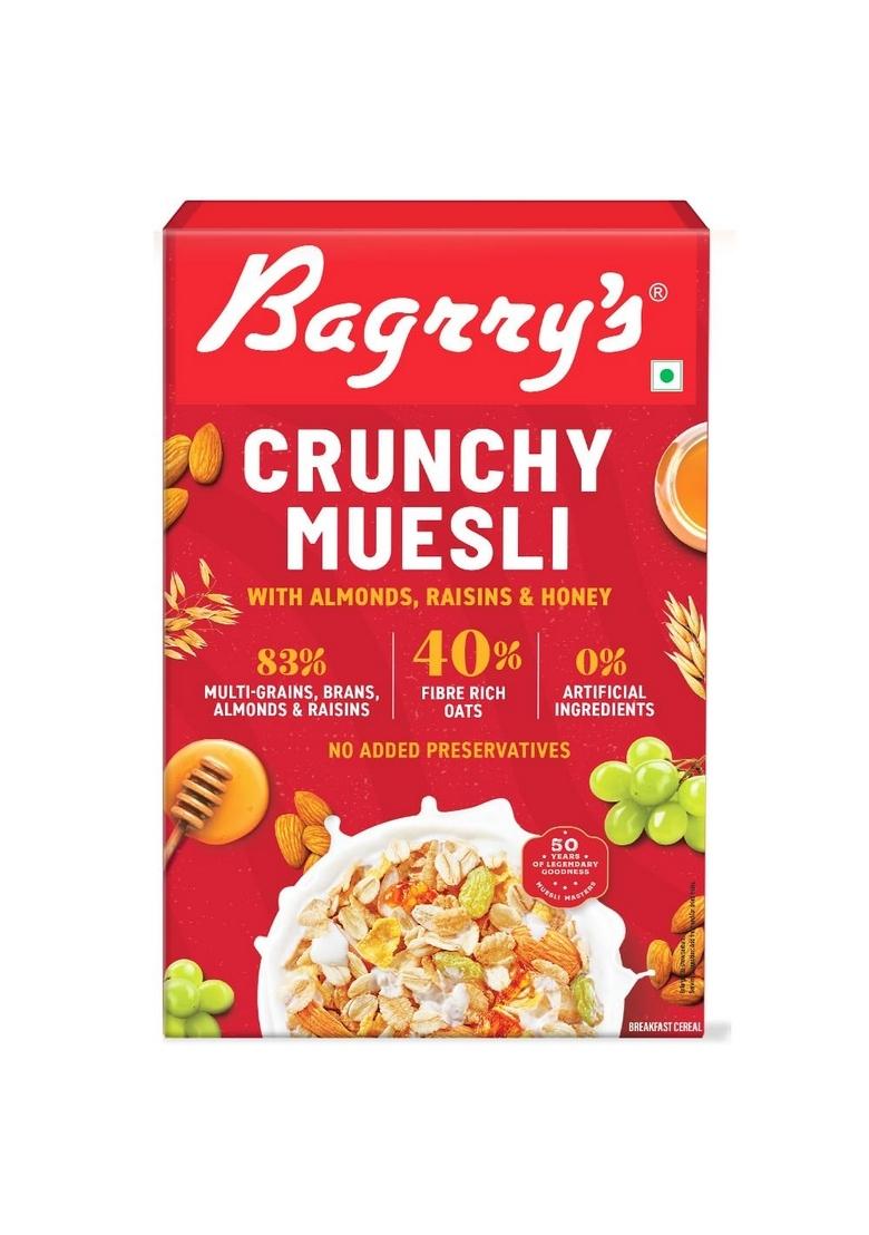 Bagrry’S Crunchy Muesli – 200G | 83% Multigrain, Brans, Almonds, Raisins & Honey | 40% Fibre Rich Oats | High Fibre And Protein Breakfast Cereal | No Added Preservatives | Non-Gmo Oats | 100% Natural | Trans Fat & Cholesterol Free