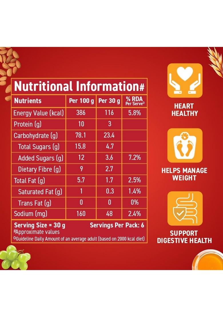 Bagrry’S Crunchy Muesli – 200G | 83% Multigrain, Brans, Almonds, Raisins & Honey | 40% Fibre Rich Oats | High Fibre And Protein Breakfast Cereal | No Added Preservatives | Non-Gmo Oats | 100% Natural | Trans Fat & Cholesterol Free
