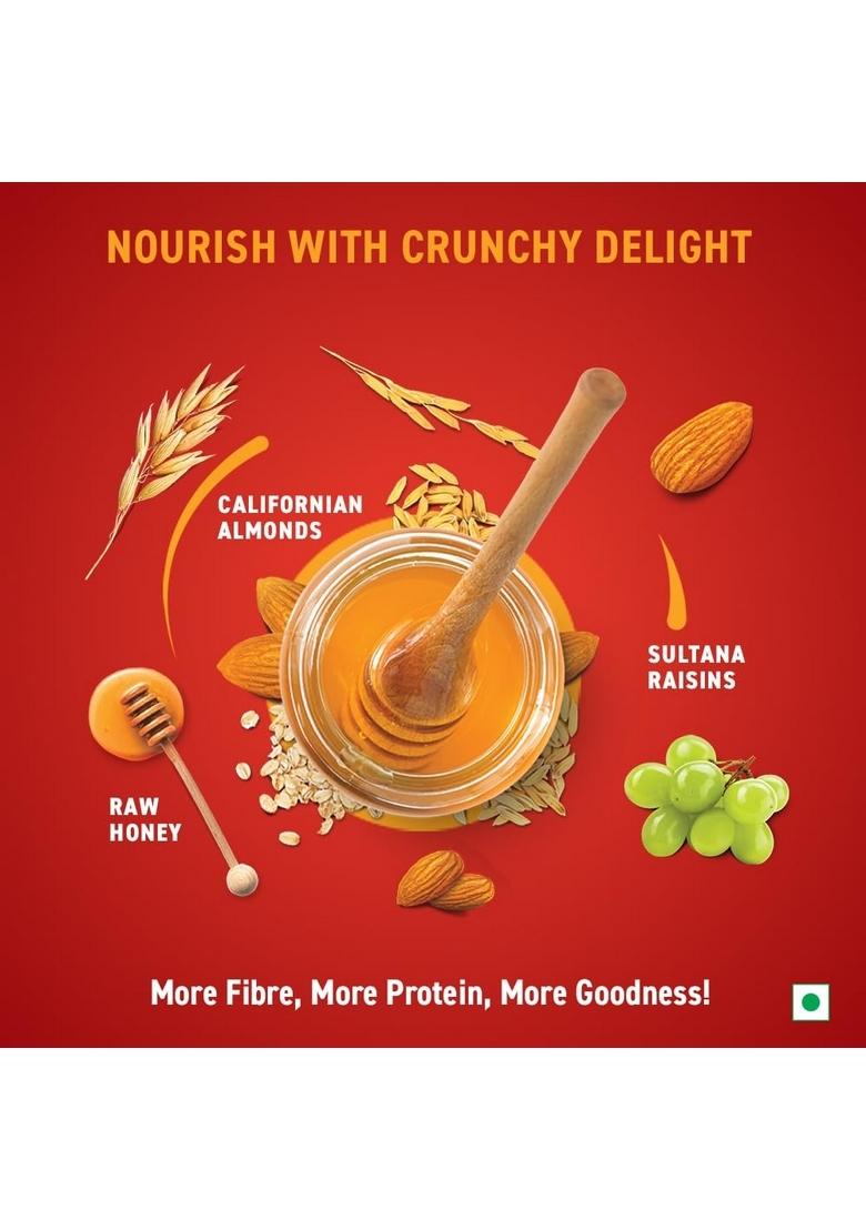 Bagrry’S Crunchy Muesli – 200G | 83% Multigrain, Brans, Almonds, Raisins & Honey | 40% Fibre Rich Oats | High Fibre And Protein Breakfast Cereal | No Added Preservatives | Non-Gmo Oats | 100% Natural | Trans Fat & Cholesterol Free
